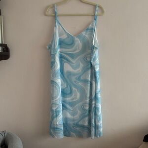 Blue and White Swirl Slip Dress